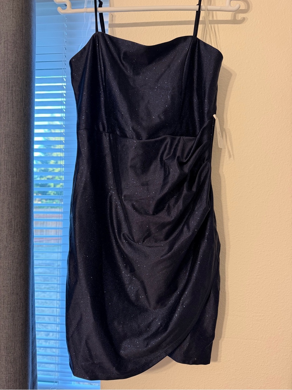 Windsor Navy Sparkle Spaghetti-Strap Mini Dress